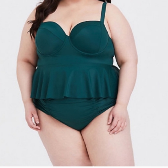 torrid Other - Torrid Green Midkini Flutter Peplum Swim Top Sz 4